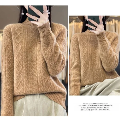 Women Sweater Wool Turtleneck Cashmere Knitwaer Casual Pullover Tops - Picture 24 of 36