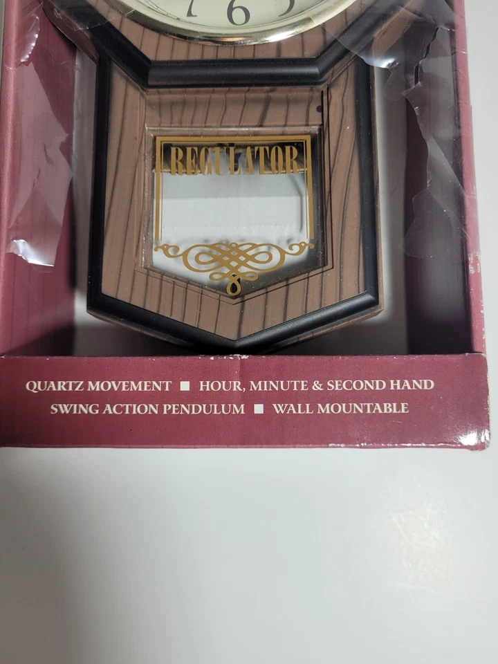 Regulator Classic Swing Action Quartz Pendulum Clock Wall Mount  5-7/8" x 9-3/4" Foto 3 de 4