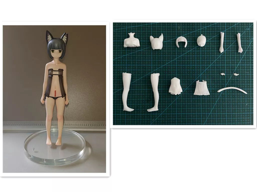 Anime Cat Girl Unpainted GK Models Unassembled Figures Resin