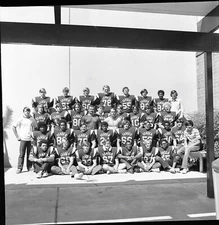 Vintage Negative B&W Med Format 1970's Yearbook Photo Group Football Team #110