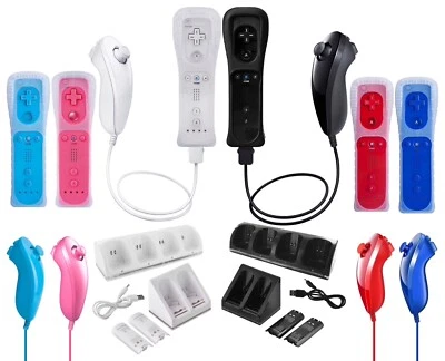 MARKENLOS Remote Fernbedienung Controller, Nunchuk ver. Farben für Nintendo Wii (NEU)