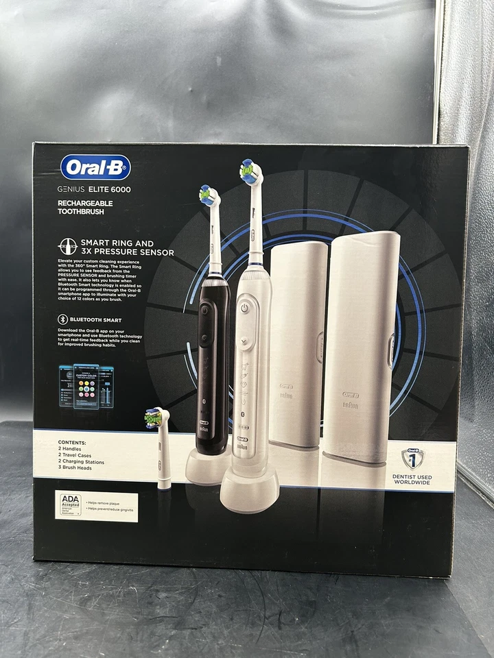 Oral-B Genius Elite 6000 Electric Toothbrush - Black/White - Image 2 of 3