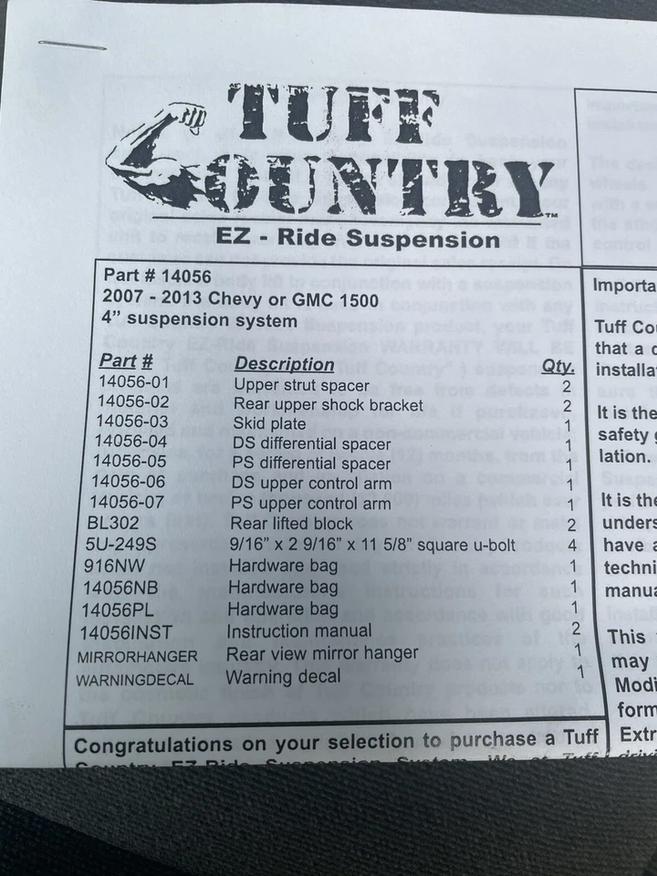 4” Suspension Lift Kit For ‘07-‘13 Chevy/GMC 1500. - Image 2 of 4