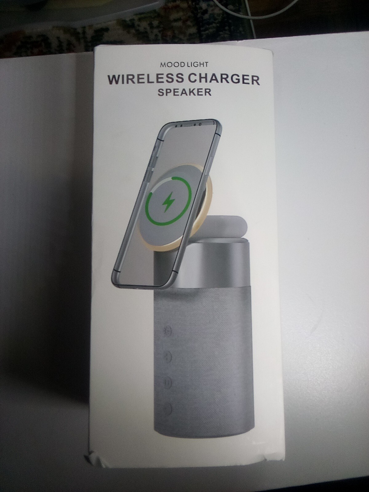 Wireless Charger and Portable Speaker With LED Mood Lighting - Light Blue