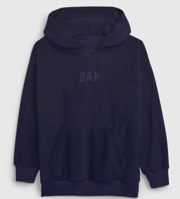 NWT Gap Kids Boys Performance Cozy Fleece Hoodie Logo navy