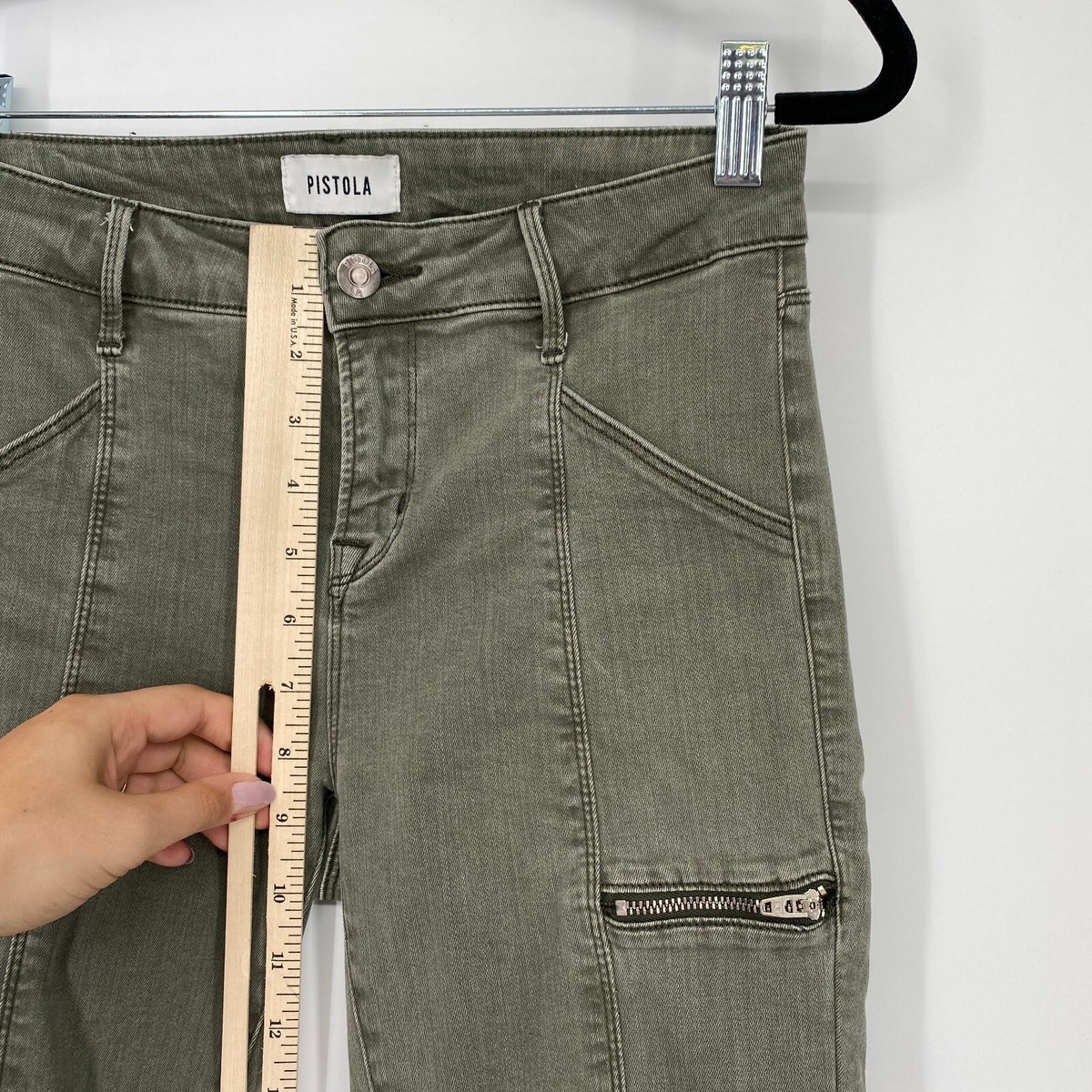 Pistola Hannah Skinny Cropped Cargo Pants Women's Size 25 Mid Rise Stretch  Green | eBay