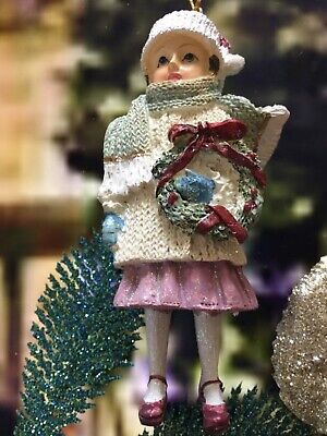Gisela Graham Luxury Victorian White Dressed Child with Wreath Decoration 10cm