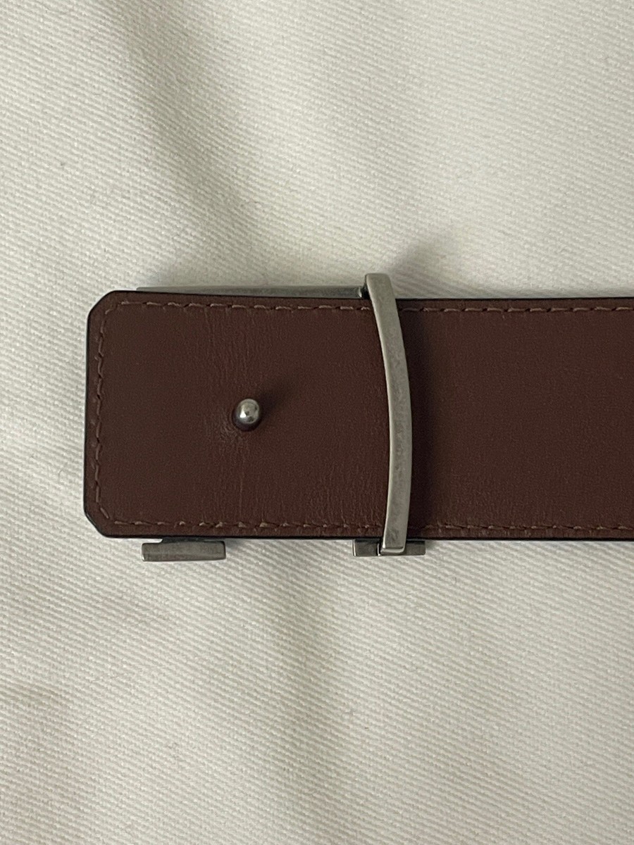 $690 Louis Vuitton Men Pyramide 40mm Reversible Black/Brown M9232 