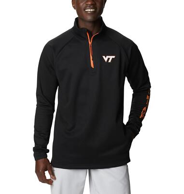 Columbia Men's Virginia Tech Hokies Tackle Fleece 1/4 Zip PFG Jacket Black  Large
