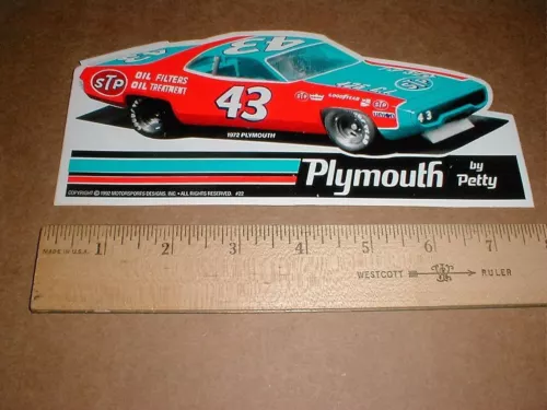 Richard Petty 1972 Plymouth Road Runner STP Oil Nascar racing decal Sticker New