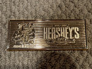 Hershey's Gold Metal Paperweight 100th Anniversary 1894-1994 Candy Bar