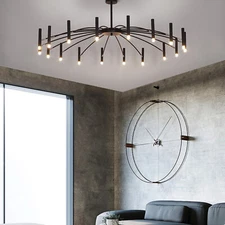 18-Head Black Branch Chandelier Metal Pendant Light Nordic Ceiling Lamp Fixture