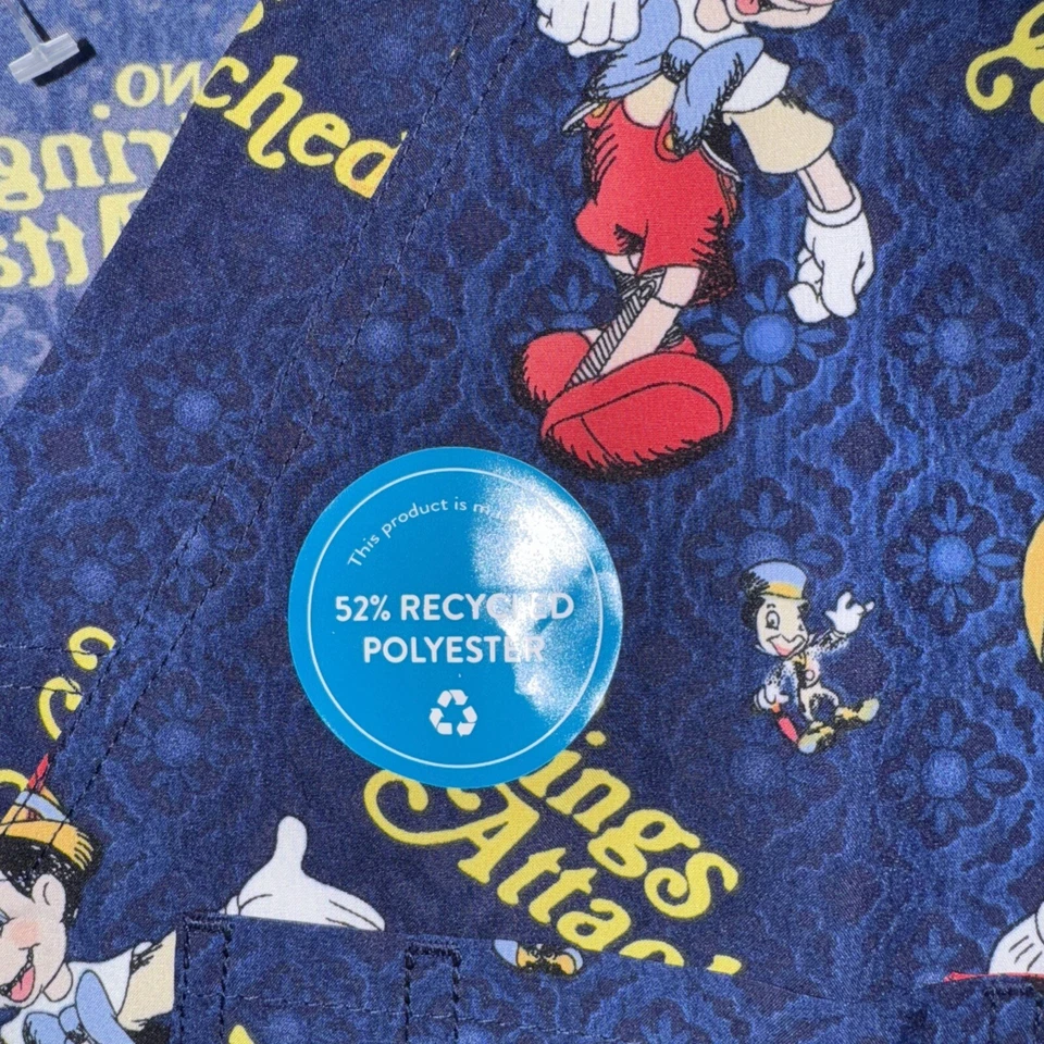 Pinocchio Cherokee Scrubs Disney Tooniforms Mens V Neck Top Sz Small NEW - Image 4 of 4