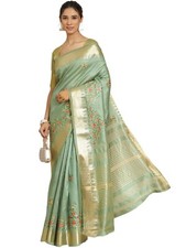 Women's Kasavu Cotton Blend Saree With Blouse Piece