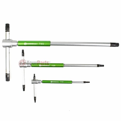 Powerbuilt 9 Pc 3 Way T-Handle Torx Key Wrench Set Storage Rack 941646 Green - Picture 3 of 6