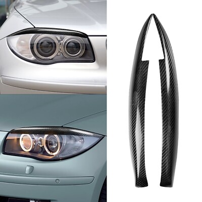 2Pcs Car Headlight Eyebrow Front Light Eyelid Trim Cover For 1 Series E81 E82