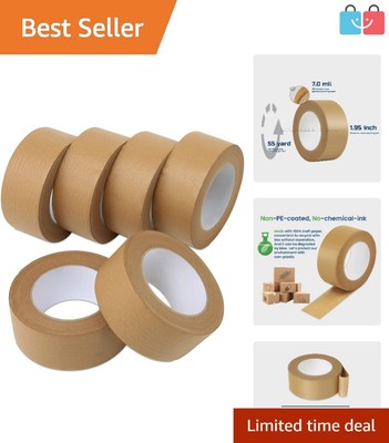 Self-Adhesive Kraft Packing Tape, 2 Inch x 55 Yards - Hand Tear & Recyclable