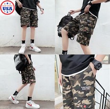 Men Casual Sport Camo Cargo Shorts Joggers Pants Summer Outdoor Multi Pockets