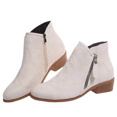 Damen Knöchel Stiefel Schuhe Damen Faux Wildleder Casual Zip Bequeme Schuhe DE - Bild 8 von 27