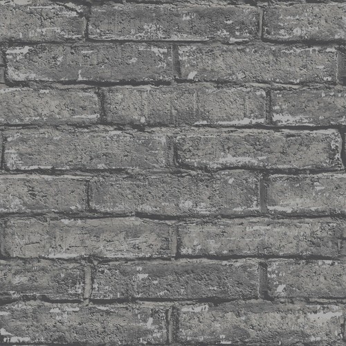 Papel pintado efecto ladrillo blanco y gris con tonos grises efecto 3D característica - Imagen 5 de 10