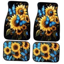 Car Floor Mats Set of 4 Butterfly Blue 26.8"l X 17.3"w X 0.4"th Sunflower