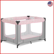 Dream On Me Zodiak Compact Playard with Carry Bag - Gray Pink Travel Solution