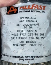 Allfast rivets, Size 5, Qty of 100