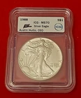 1988 American Silver Eagle ASE S$1 - ICG - MS70 - Austin Hutto, CEO Signed