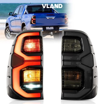 VLAND LED Tail Lights For Toyota Hilux 2015-20 Revo Smoke Dynamic Anim Rear Lamp