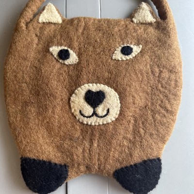 Earth Divas Felted Wool Bag, Brown bear Fair Trade Made