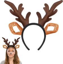 Deer Antlers Headband Cute Reindeer Ears Horns Hairband for Christmas Cosplay