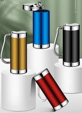 2Piece Zinc Alloy Metal Cigarette Ashtray Holder Box Case key Ring Black ZX-317