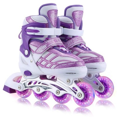 Kids Inline Skates for Girls, Adjustable 4 Sizes Inline Roller Skates with ...