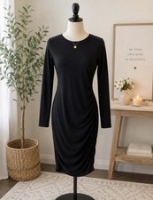 NWT Express Bodycon Sweater Dress Side Ruching Size Small Black