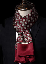 100 Silk men women Scarf satin neckerchief Wrap long plaid wine red MY113-13