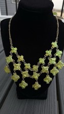 Fashion Lime green Square Stone Necklace and Earrings Jewelry Set