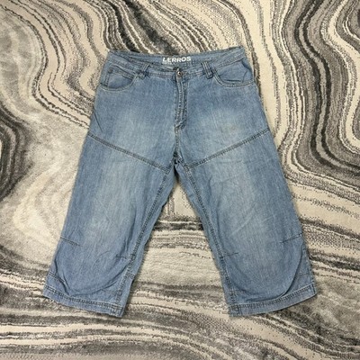 VTG Lerros 2000's Y2K Blue 3/4 Length  Size 34 Denim Cotton Baggy Skater Jorts