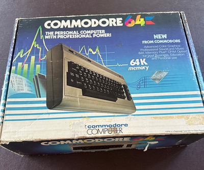 Vintage c64 COMMODORE 64 COMPUTER Complete Box w/Power Supply AV Cable