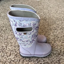 BOGS Kid's Girl Rain Boots Spring Light Purple Marble Bone Chalk Pink Size 11