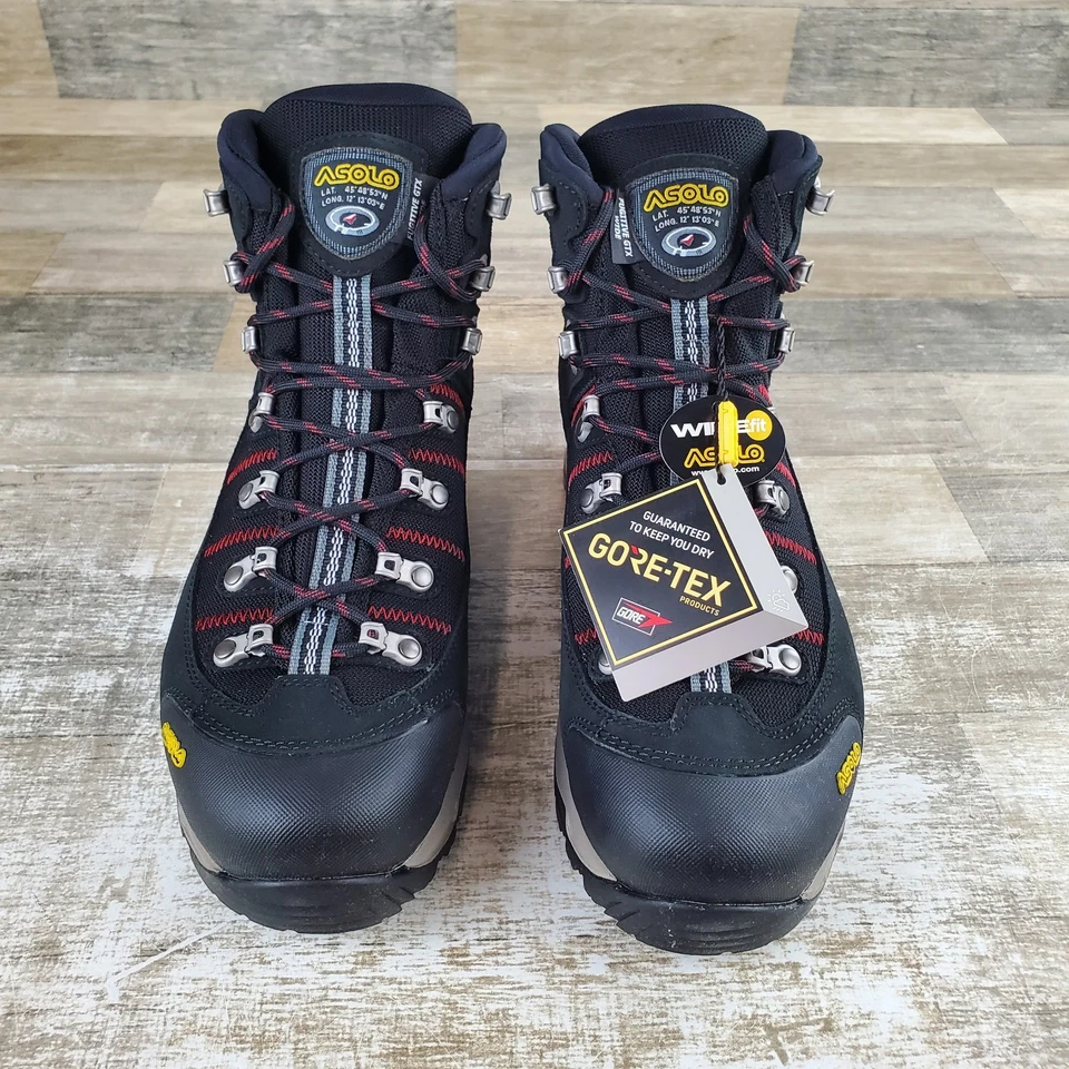 Asolo Fugitive GTX Mens Boots Sz 10.5 Black Red Trekking & Hiking Ankle Boots - Image 2 of 4