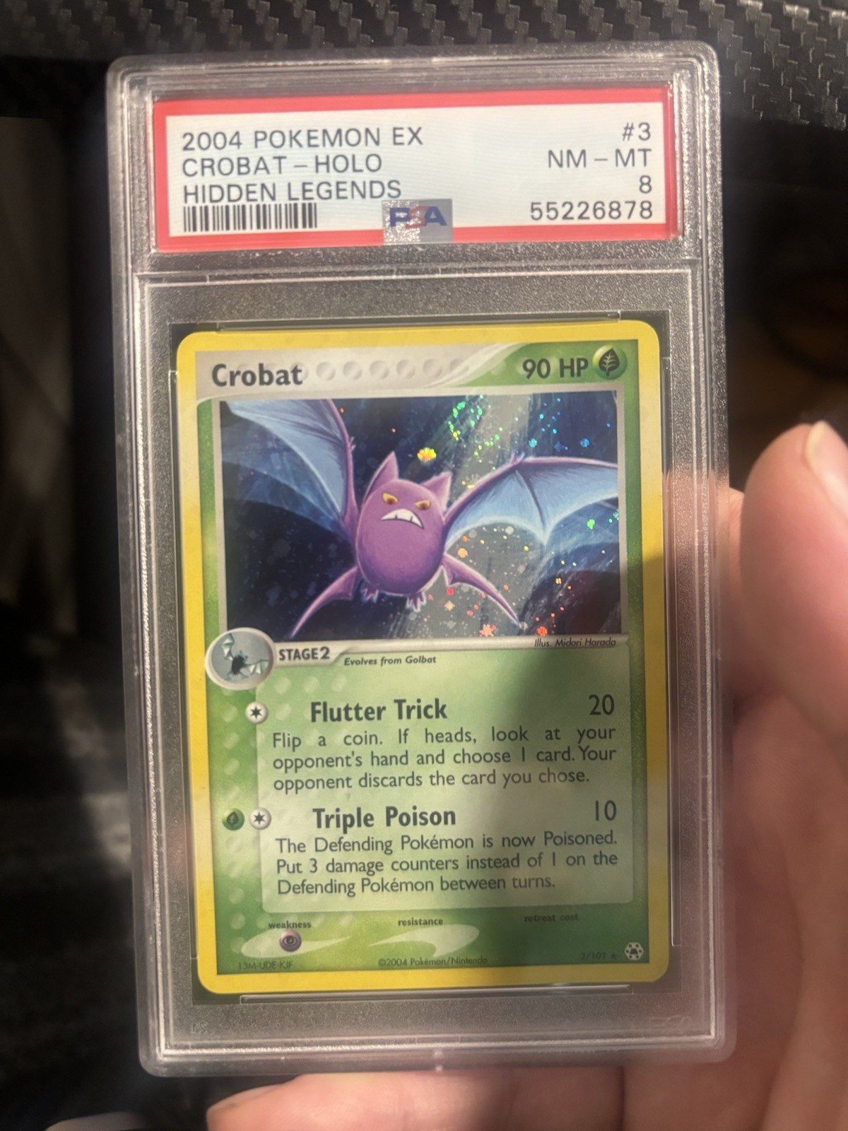 Crobat 3/101 **SWIRL** Hidden Legends Holo PSA 8