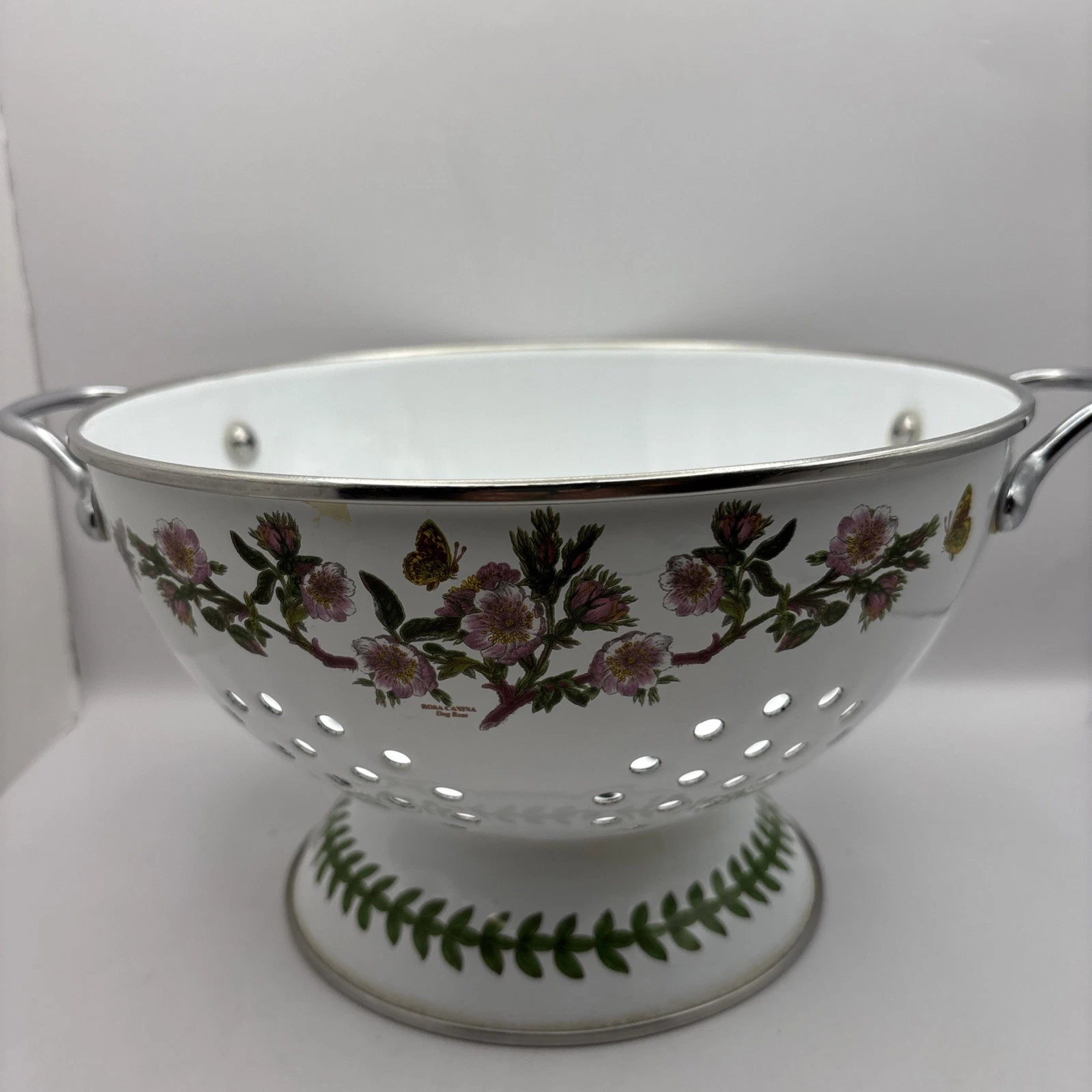 Vintage Portmeirion Botanic Garden Enameled Metal Colander