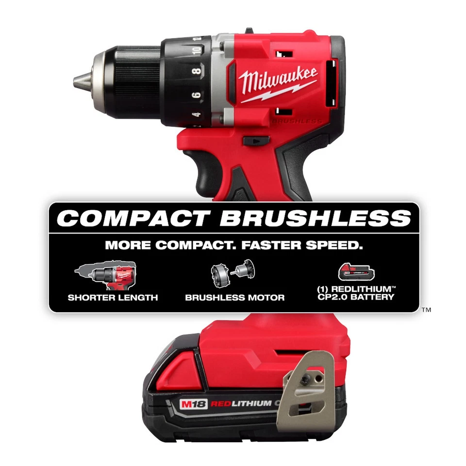 Milwaukee M18 Compact 1/2in. Drill/Driver Combo Kit, Model# 3601-21P - Image 3 of 4