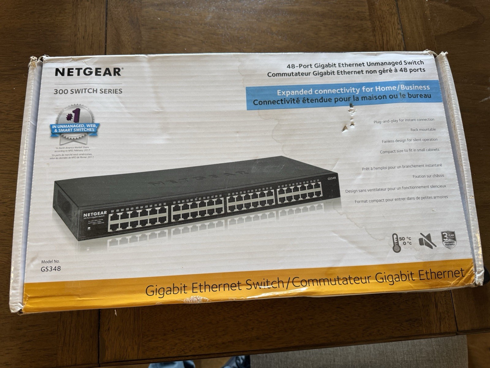 NETGEAR GS348-100NAS 48 Port Gigabit Ethernet Rackmount Unma
