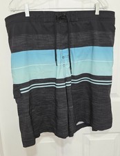 Sonoma Goods For Life Swim Trunks XXL Mens Black w/Teal Stripes