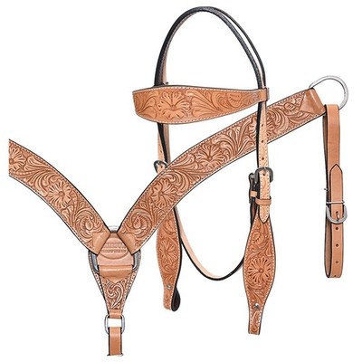 C--SET Western Horse Headstall Breast Collar Set Tack American Leather Hilason