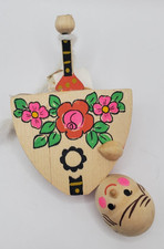 Vintage Wood Folk Russian Balalaikas Hand Painted Ornament