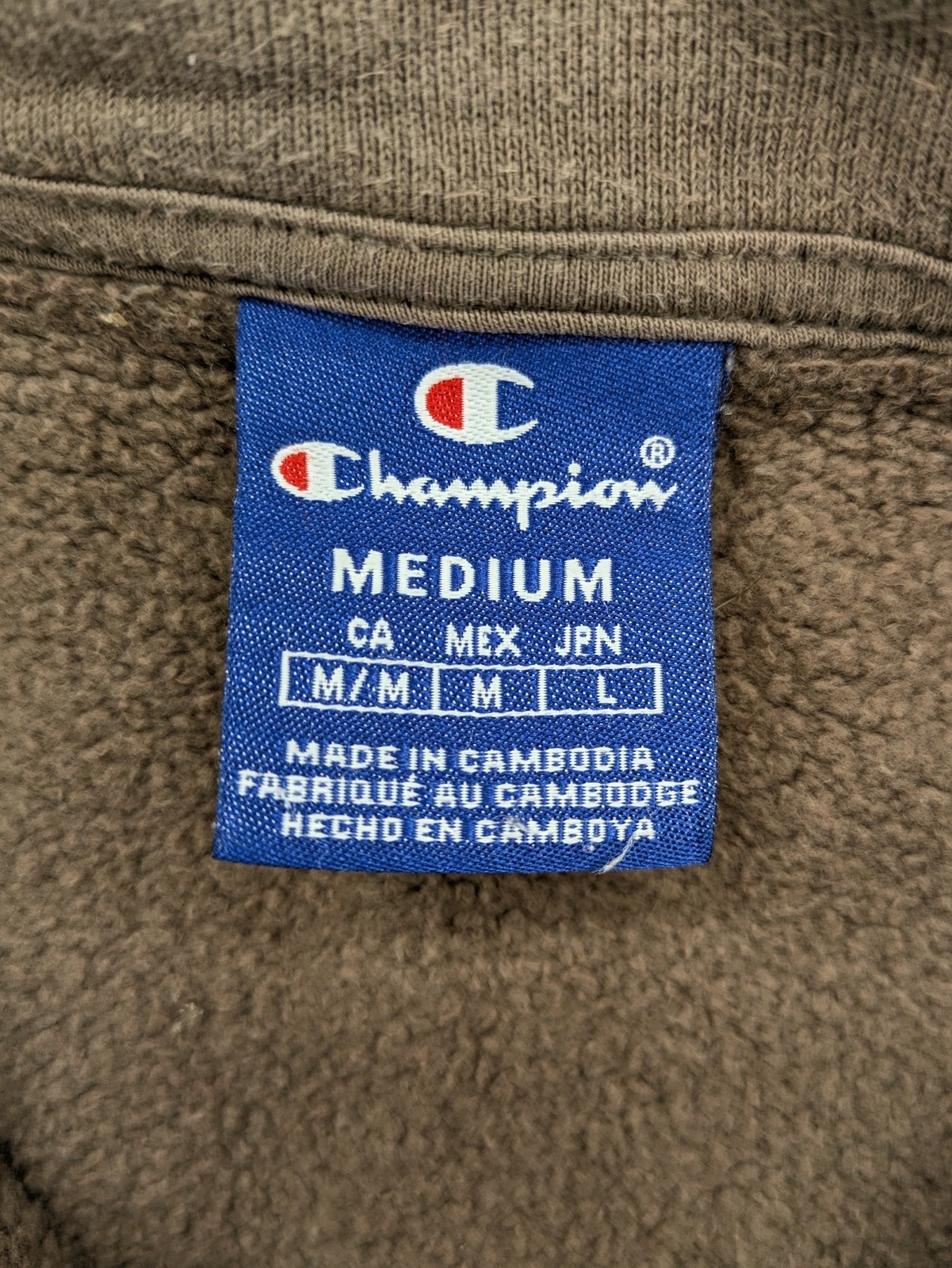 Champion Herren Quarter Zip Pullover Sweatshirt Gr. M Braun Big Logo image 6