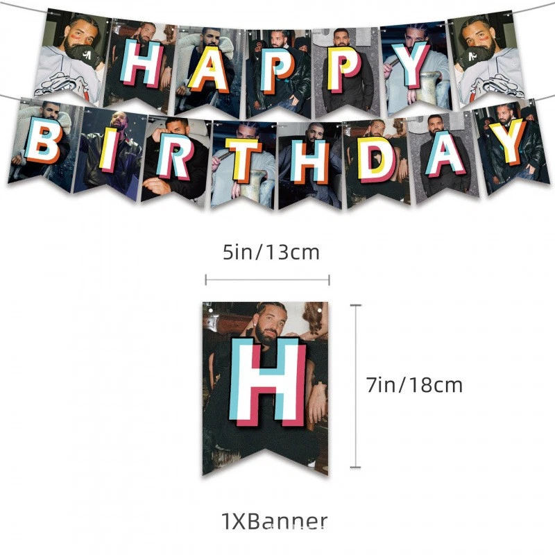 Drake Rapper Birthday Party Supplies Set Balloons Cake Toppers Backdrop - Image 2 of 4