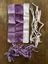 Wool Fabric Lot Primitive Rug Hooking Applique Purple Lilac Solid & #5 Strips